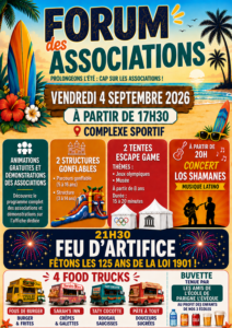 Affiche pour le forum des associations de Parigné l'Evêque qui se déroule le 4 septembre 2026